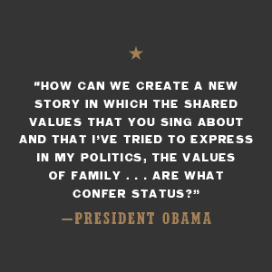 How can we create a new story, says President Obama